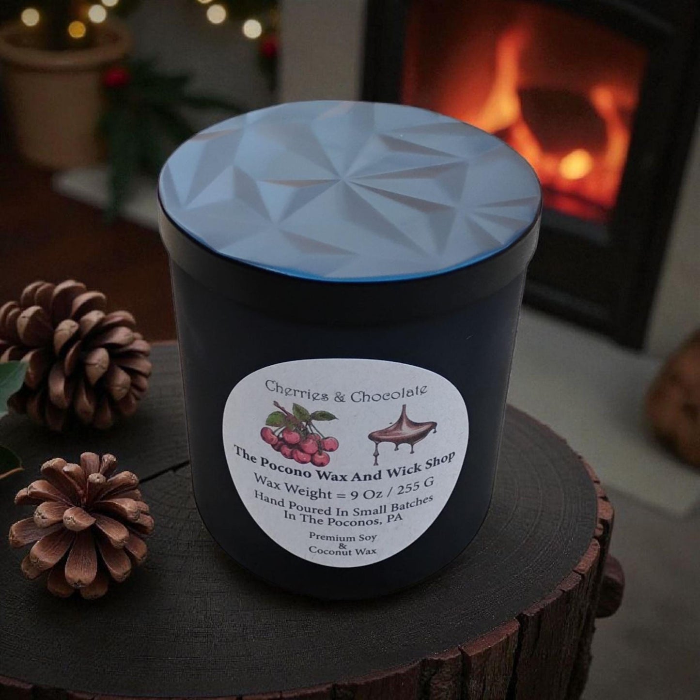 Cherry, Chocolate, Scented, Soy Candle, Coconut Candle, 9 Oz
