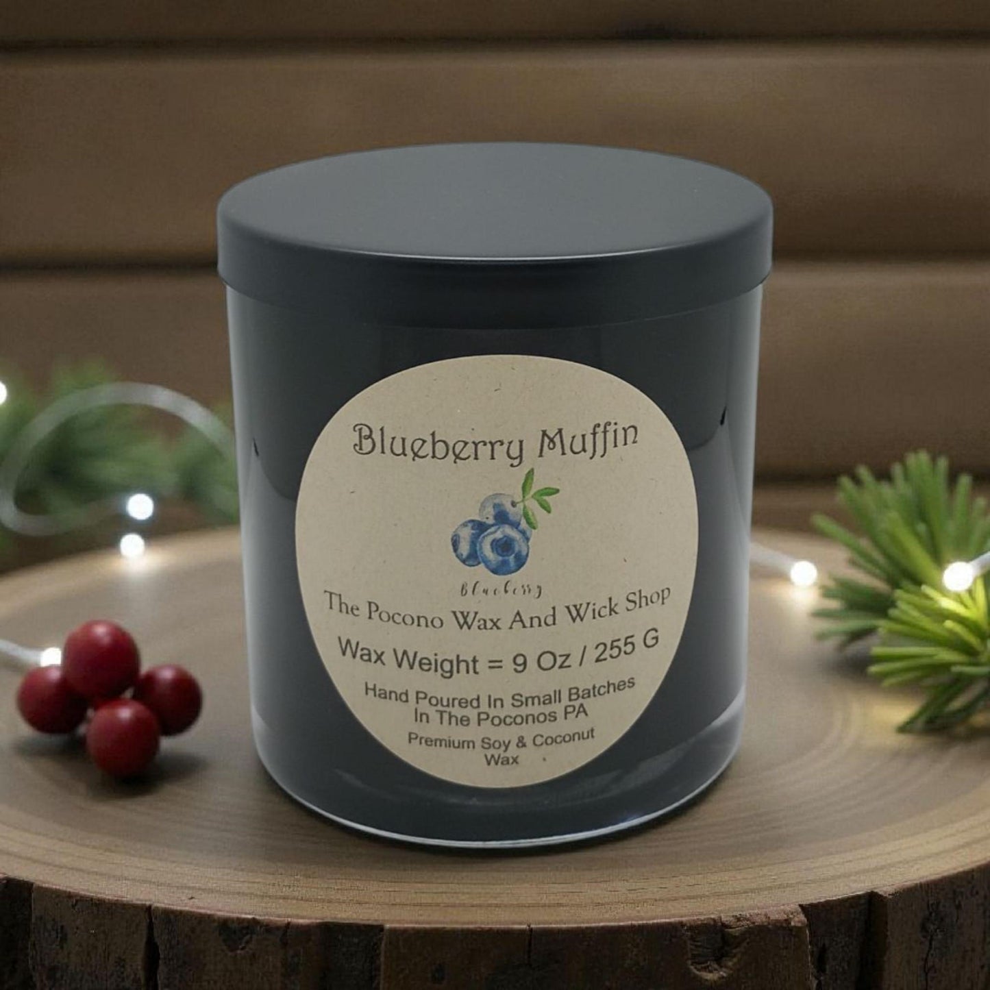 Blueberry Muffin, Scented, Soy Candle, Coconut Candle, 9 Oz, Christmas, Handmade