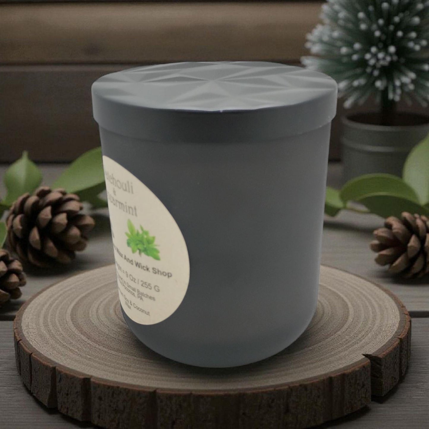 Patchouli, Spearmint, Scented, Soy Candle, Coconut Candle, 9 Oz