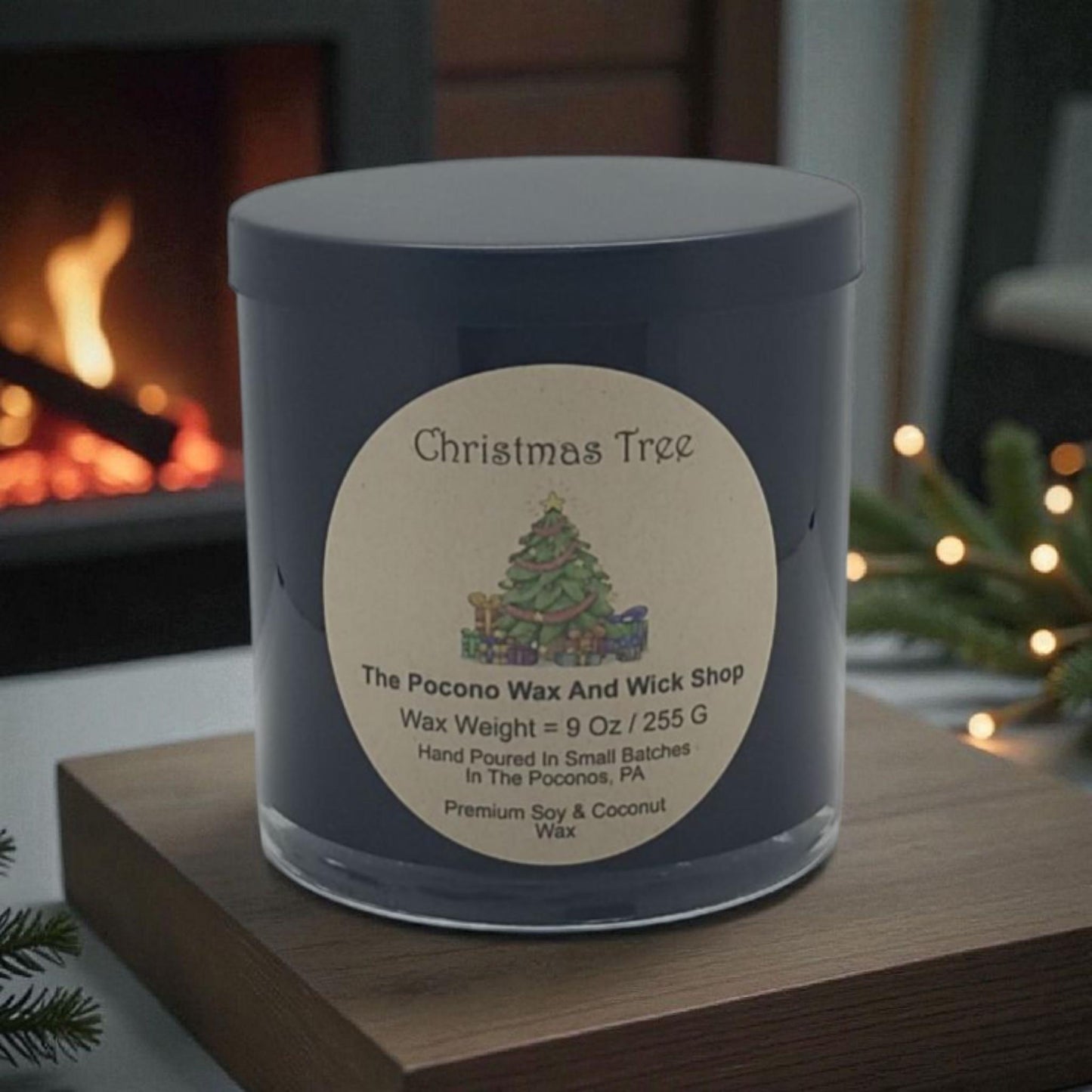 Pine Scented Candle, Soy, Coconut, 9 Oz, Handmade, Christmas Gift