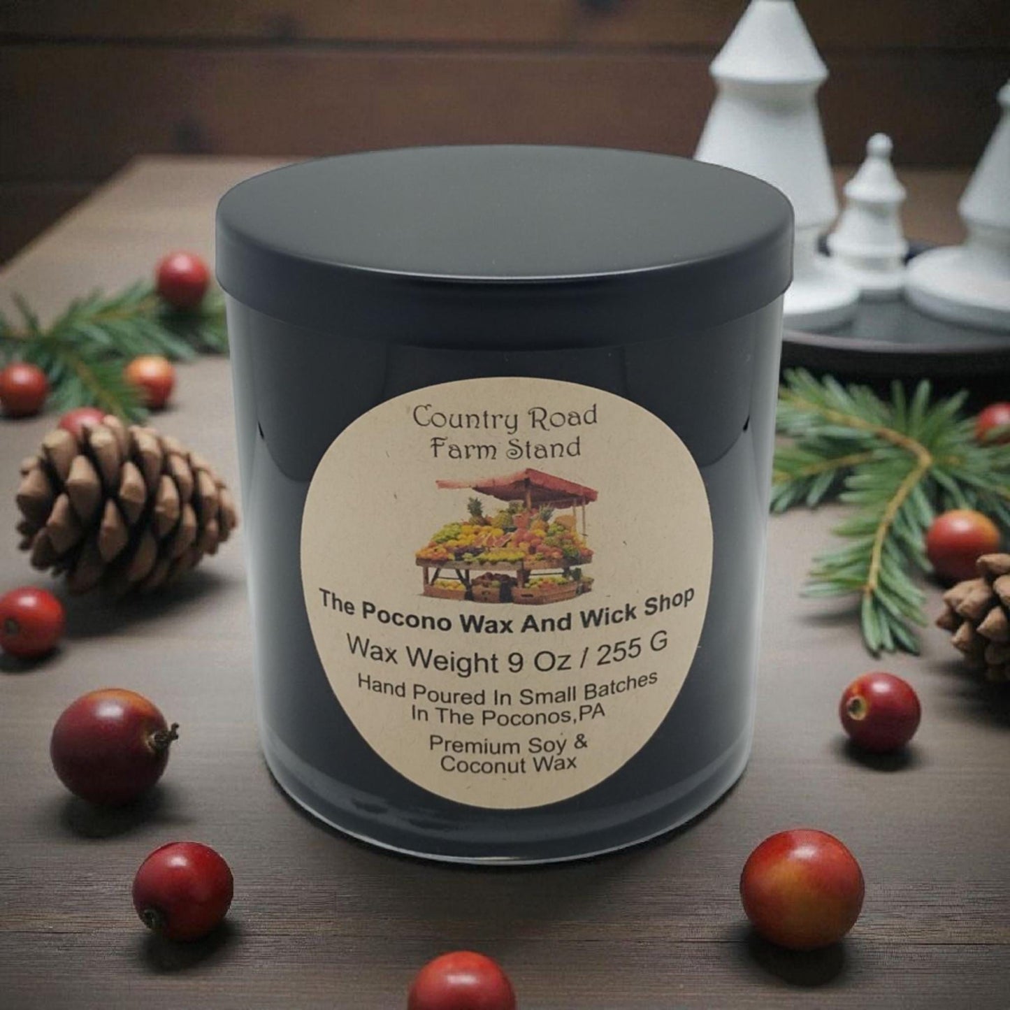 Spice Scented, Soy Candle, Coconut Candle, Country Road Farm Stand, 9 Oz, Christmas, Handmade