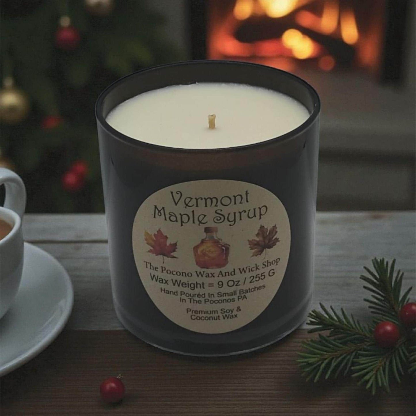 Maple Syrup Candle, Vermont, Scented, Soy, Coconut, 9 Oz, Handmade, Christmas