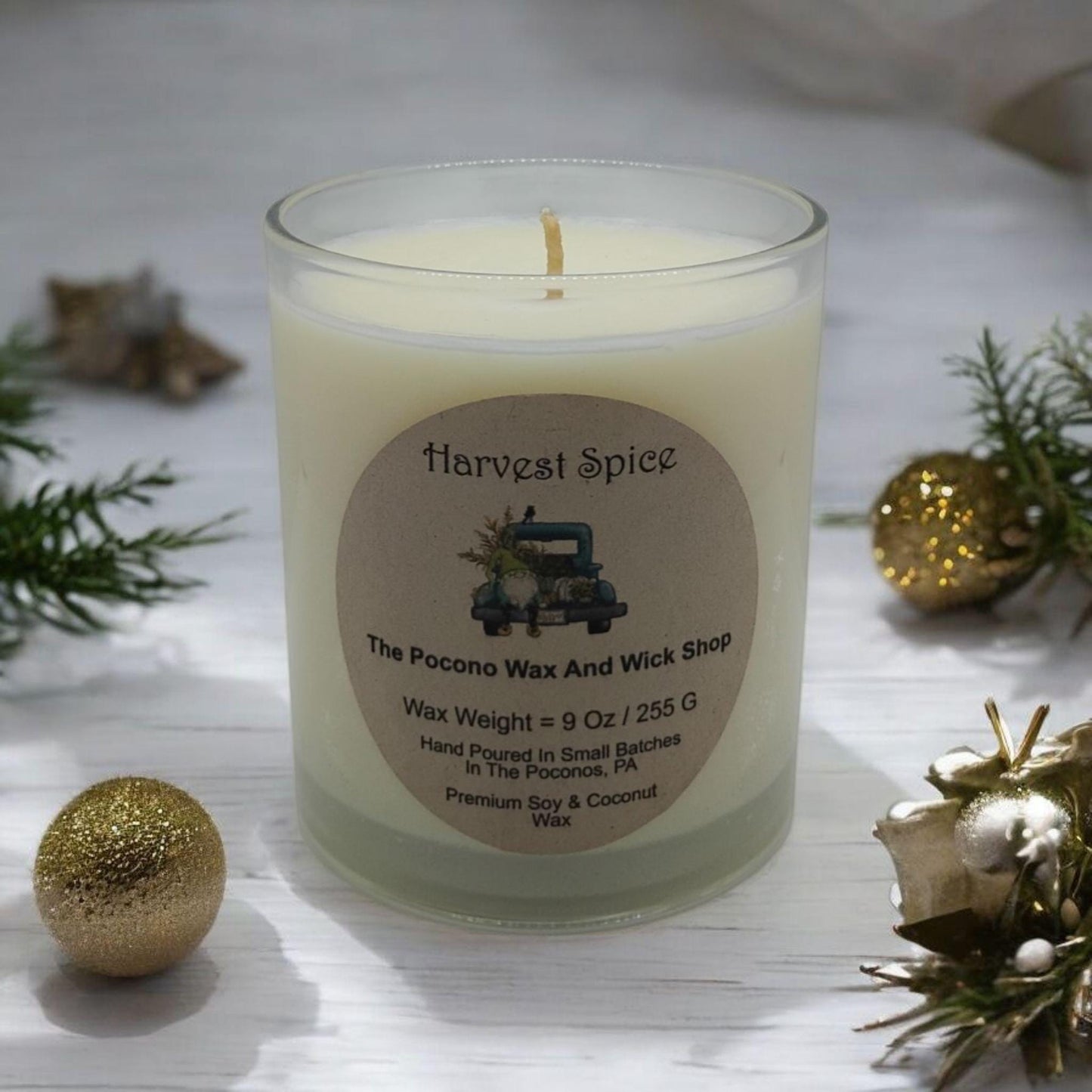 Harvest Spice, Scented, Soy Candle, Coconut Candle, 9 Oz, Christmas, Handmade