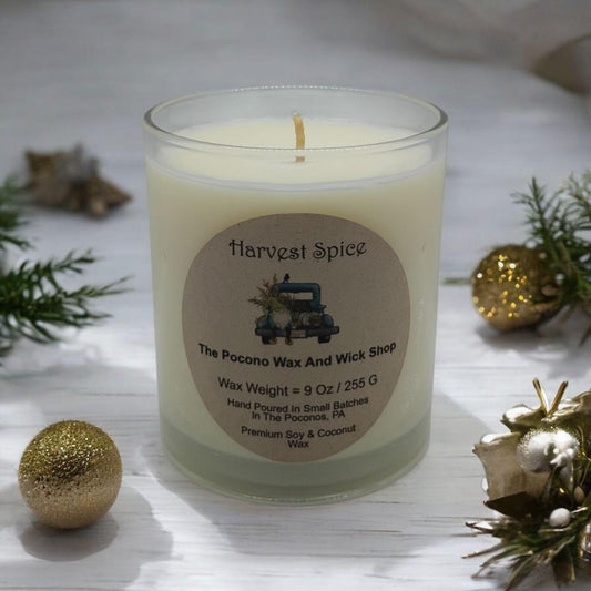 Harvest Spice, Scented, Soy Candle, Coconut Candle, 9 Oz, Christmas, Handmade