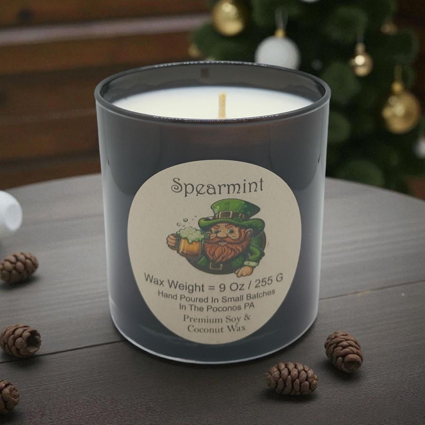Spearmint, Scented, Soy Candle, Coconut Candle, 9 Oz, Christmas, Handmade