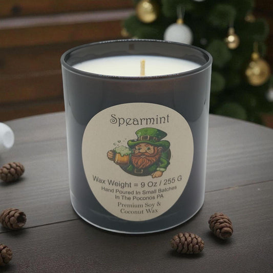 Spearmint, Scented, Soy Candle, Coconut Candle, 9 Oz, Christmas, Handmade