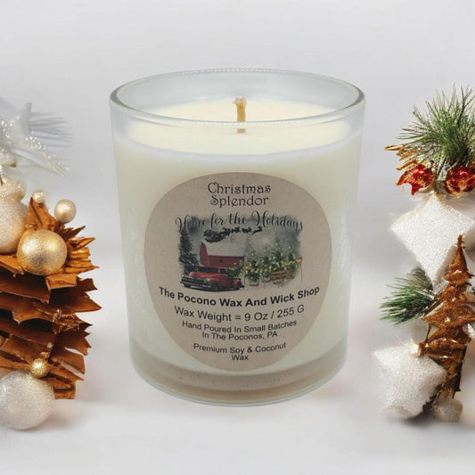 Christmas Splendor, Scented, Candle, Soy Coconut Wax, 9 Oz, Handmade