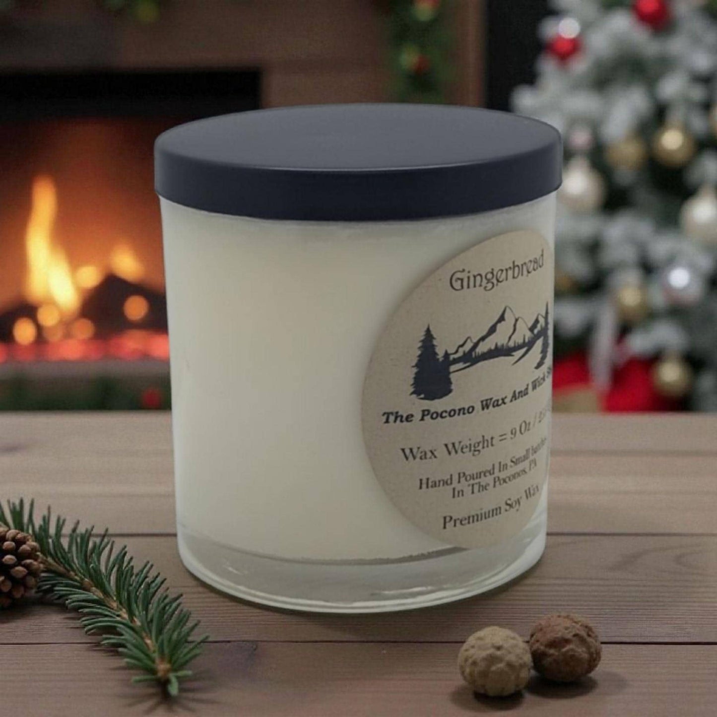 Gingerbread, Christmas Candle, Scented, Soy, Coconut, 9 Oz, Handmade