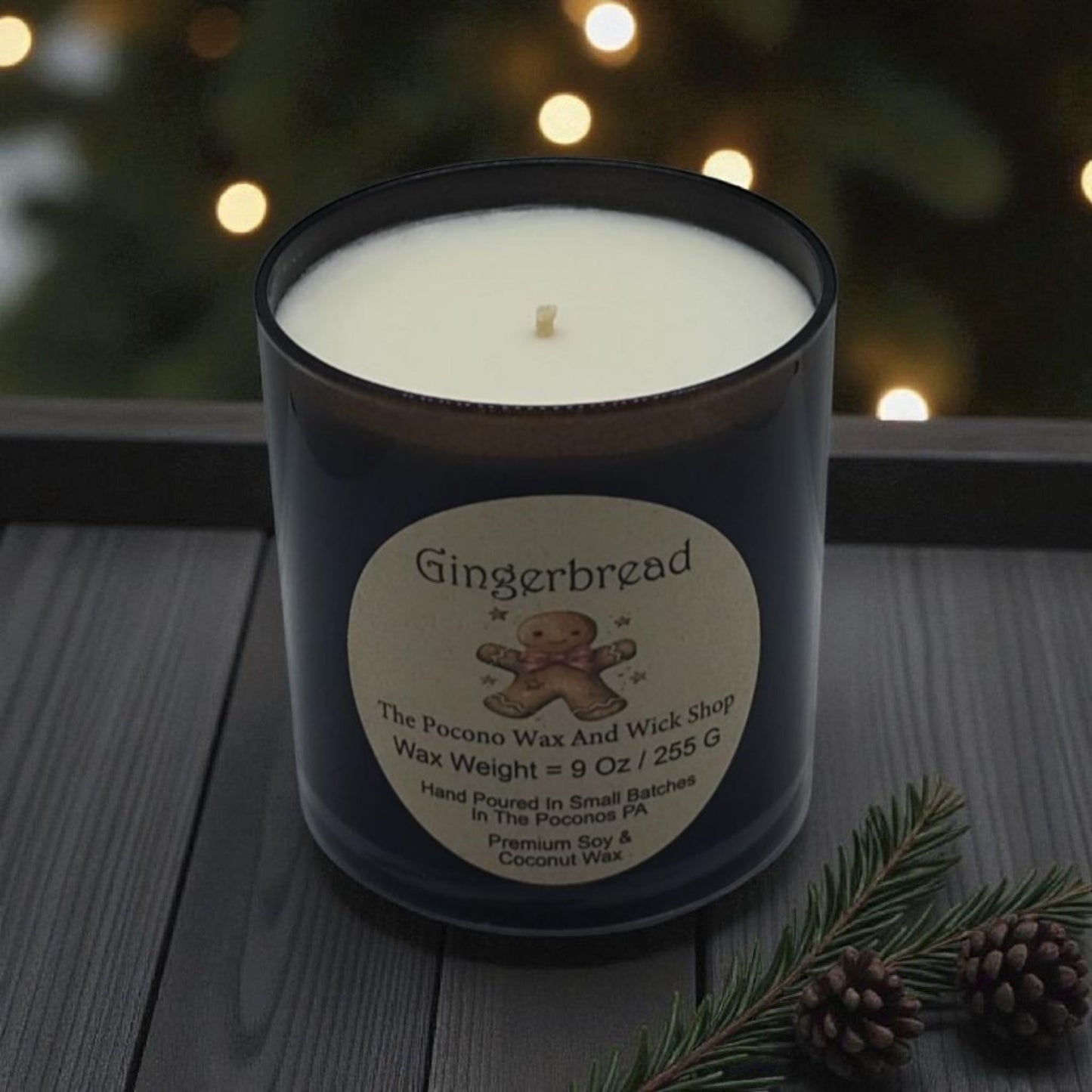 Gingerbread, Christmas Candle, Scented, Soy, Coconut, 9 Oz, Handmade