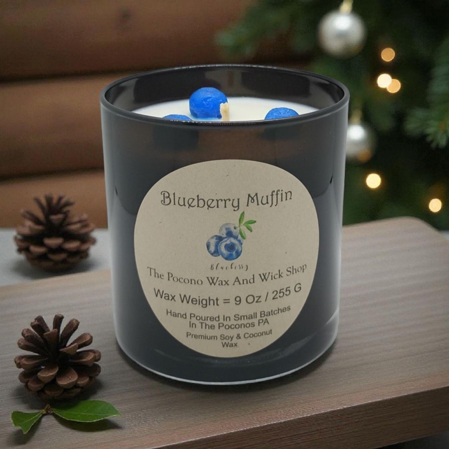 Blueberry Muffin, Scented, Soy Candle, Coconut Candle, 9 Oz, Christmas, Handmade