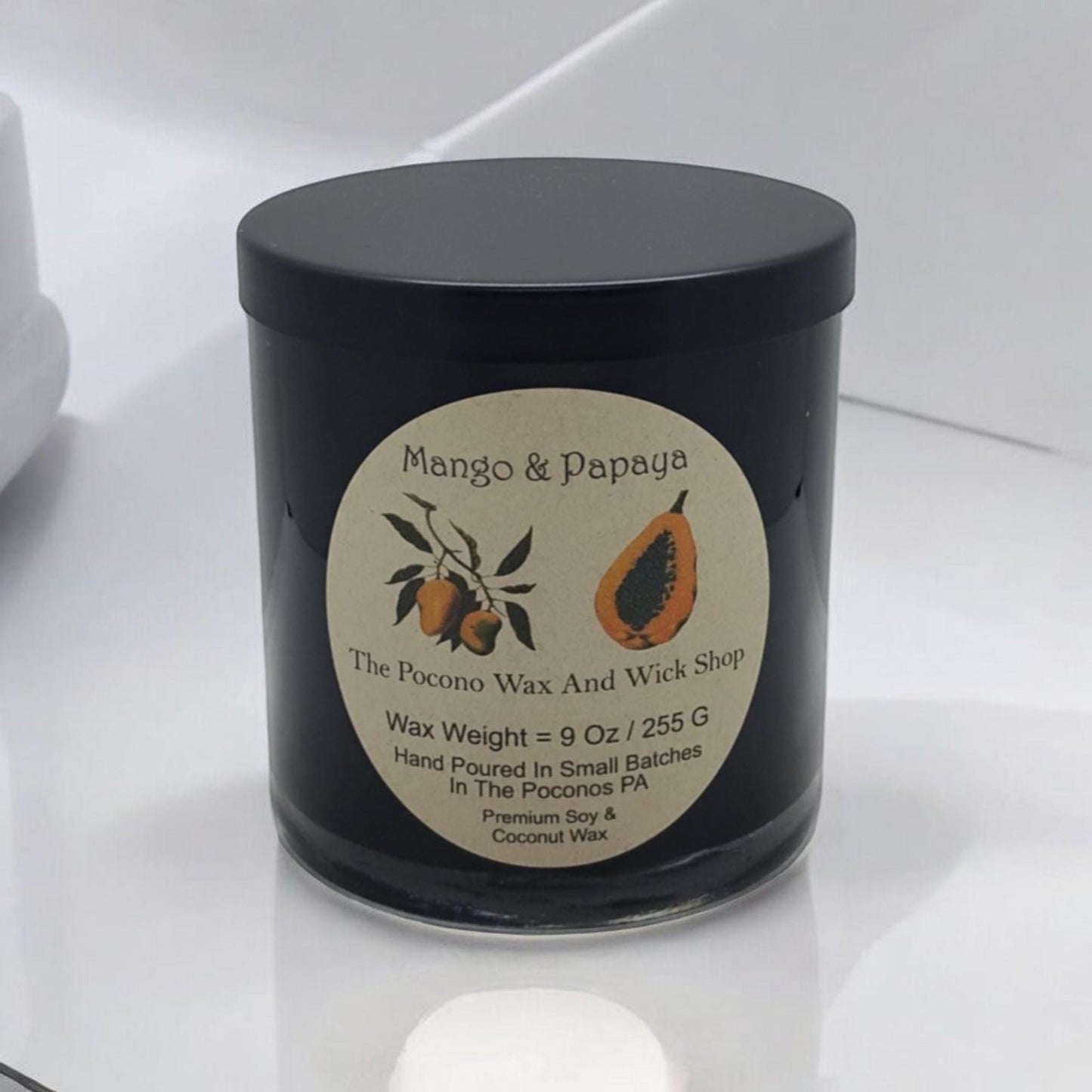 Mango, Papaya, Scented, Soy Candle, Coconut Candle, 9 Oz, Christmas, Handmade