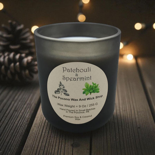 Patchouli, Spearmint, Scented, Soy Candle, Coconut Candle, 9 Oz