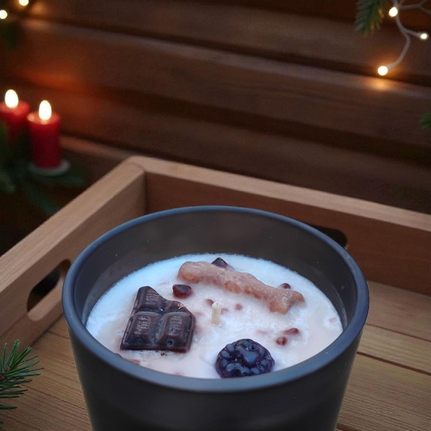 Dark Chocolate, Blackberry, Scented, Smoked, Soy Candle, Coconut Candle, 9 Oz