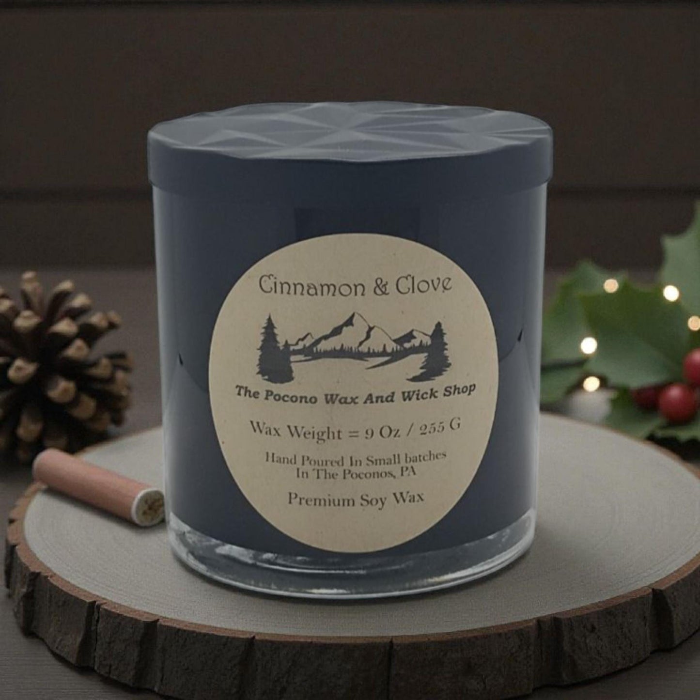 Cinnamon and Clove Scented Candle, Soy, Coconut, 9 Oz, Handmade, Christmas Gift