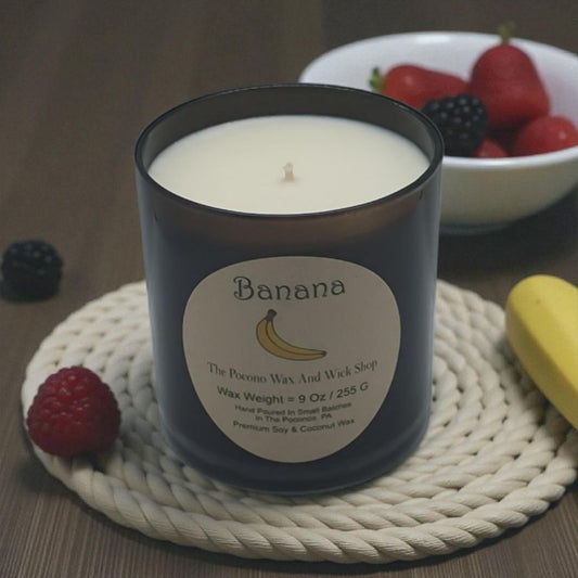 Banana Scented Candle, Soy, Coconut, 9 Oz, Handmade, Christmas Gift