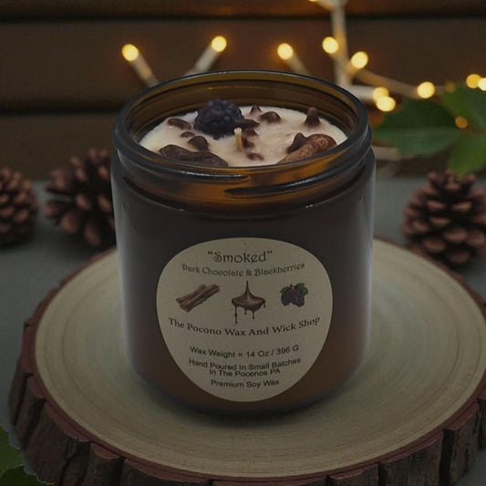 Dark Chocolate, Blackberry, Scented, Smoked, Soy Candle, Coconut Candle, 14 Oz