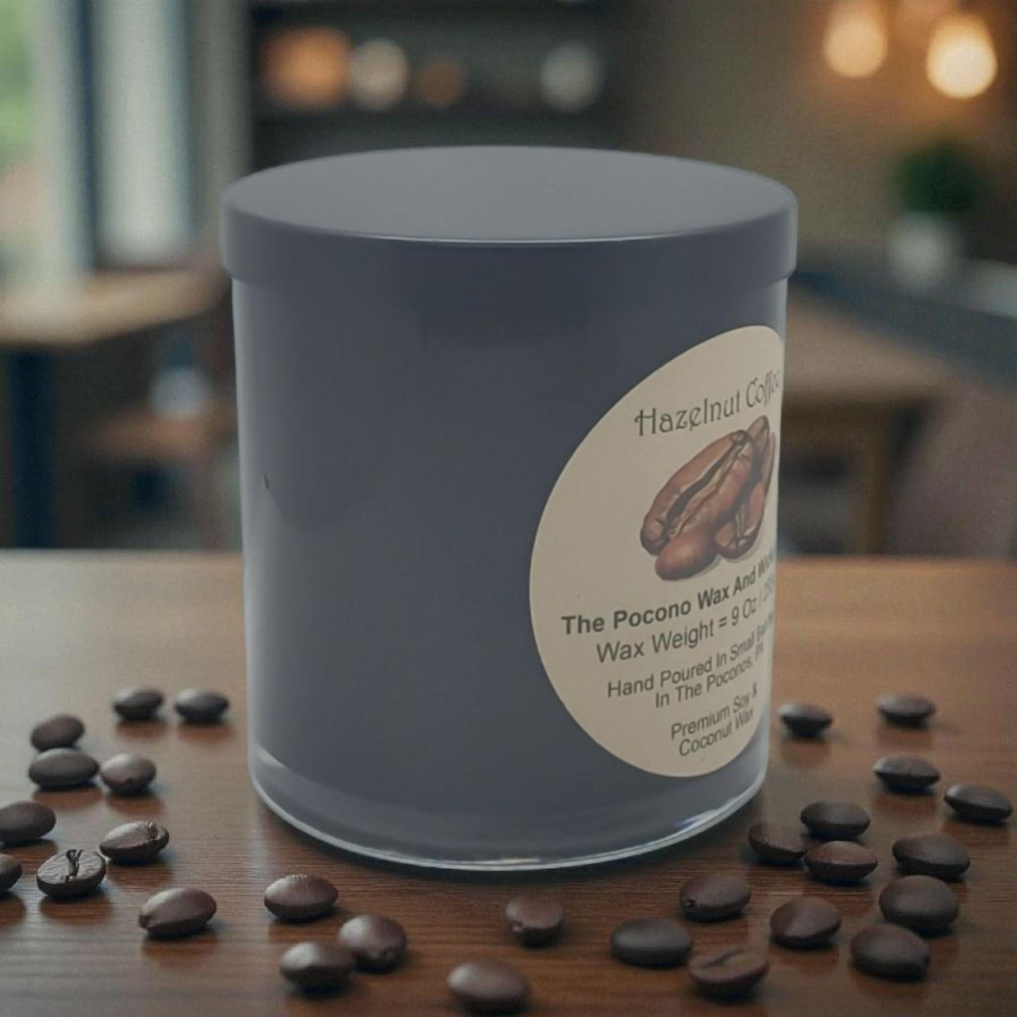 Hazelnut Coffee, Christmas Candle, Scented, Soy, Coconut, 9 Oz, Handmade