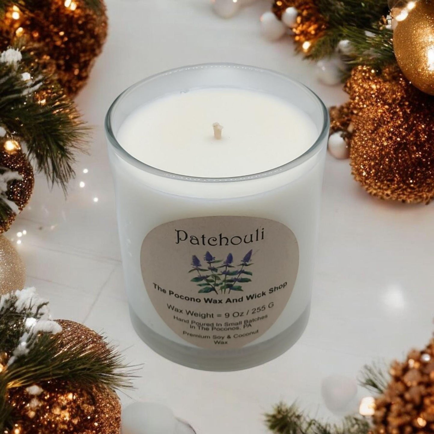 Patchouli, Scented, Soy Candle, Coconut Candle, 9 Oz, Christmas, Handmade