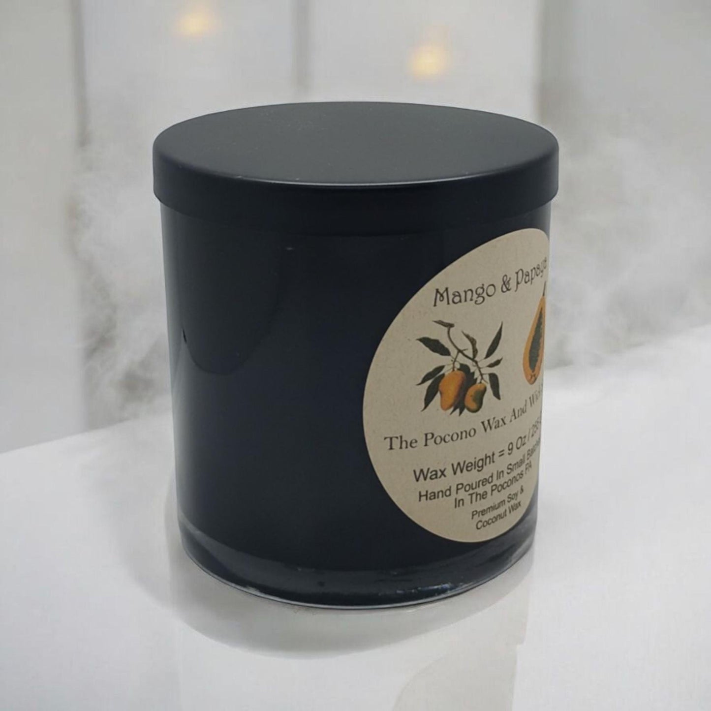 Mango, Papaya, Scented, Soy Candle, Coconut Candle, 9 Oz, Christmas, Handmade