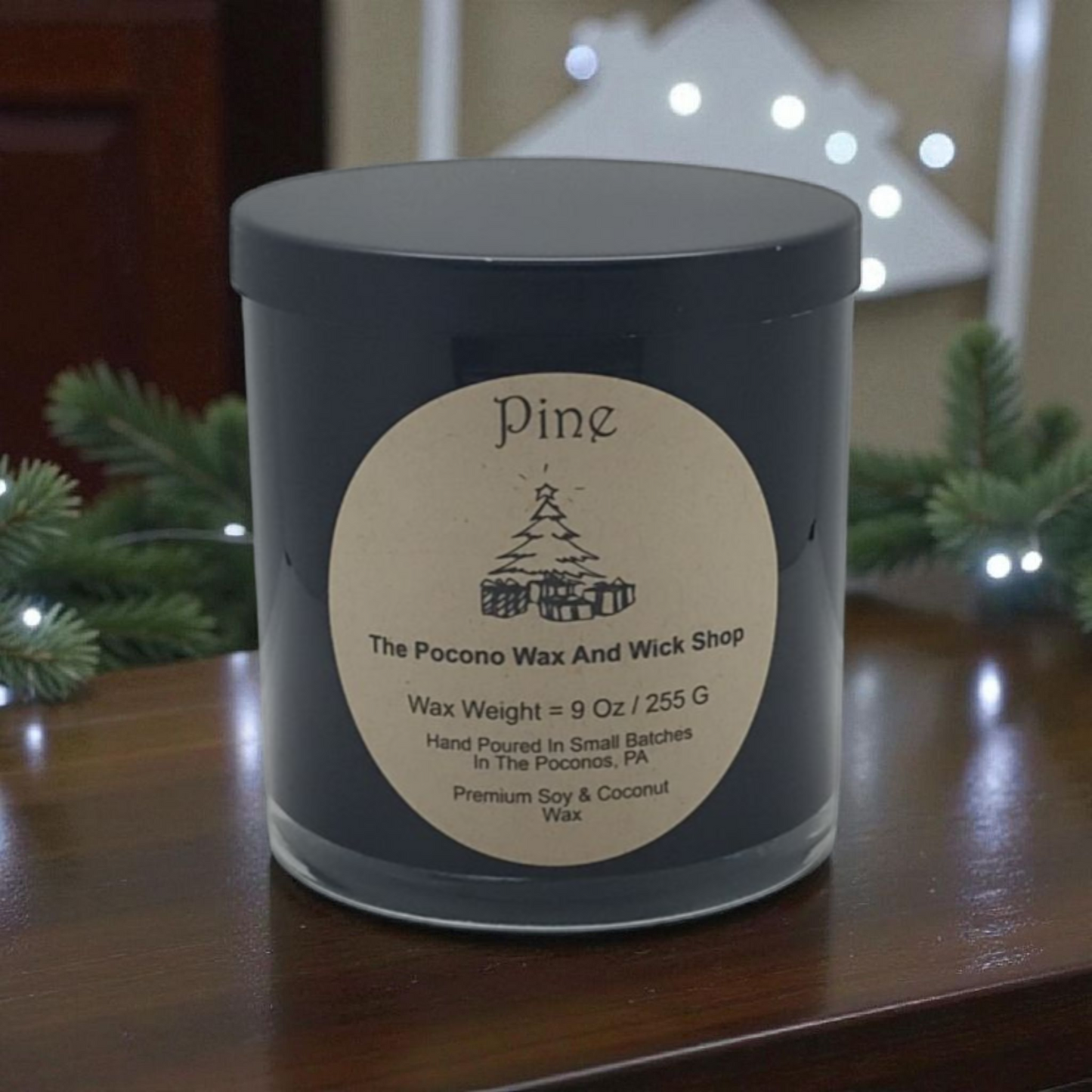 Pine, Scented, Soy Candle, Coconut Candle, 9 Oz, Christmas, Handmade