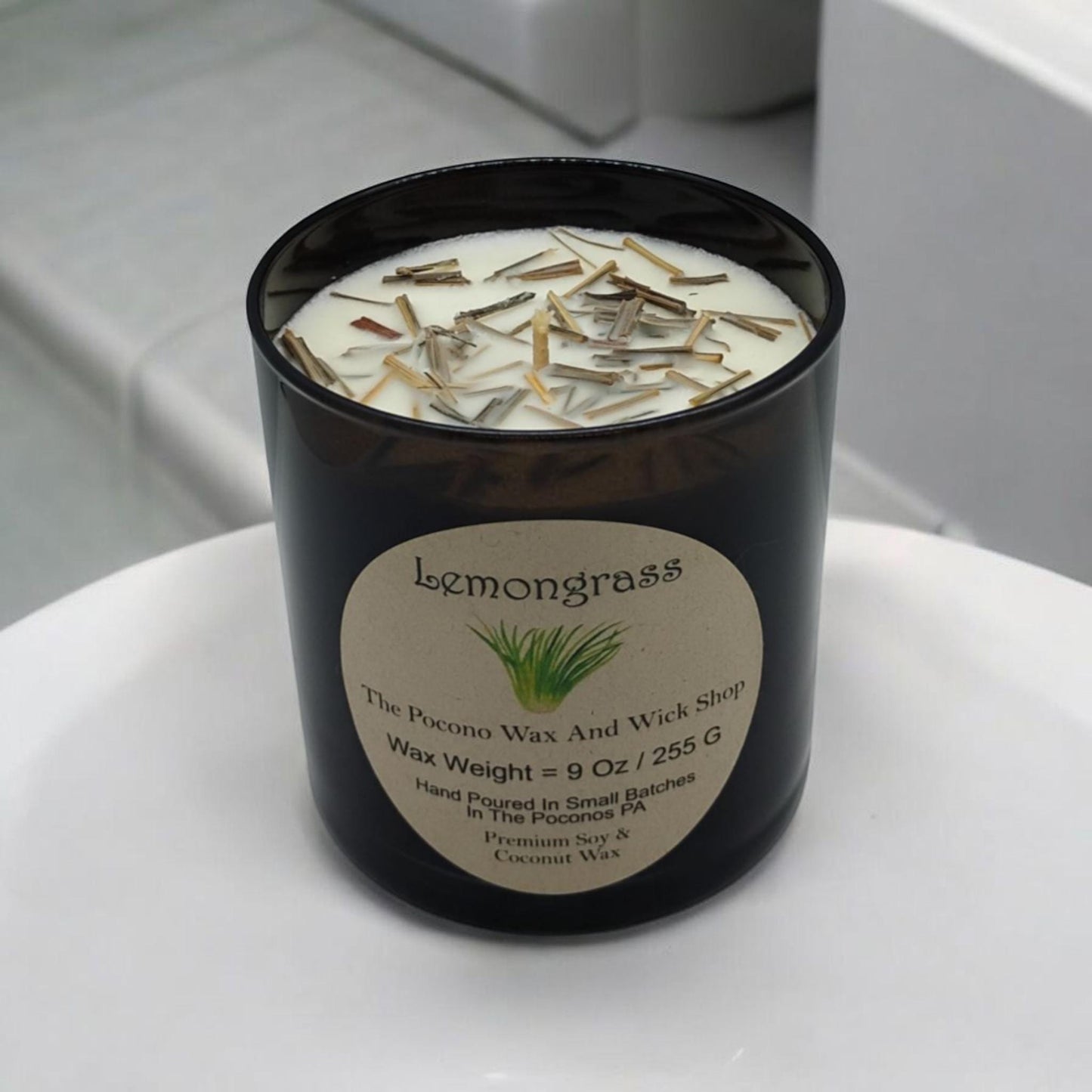 Lemongrass, Scented, Soy Candle, Coconut Candle, 9 Oz, Christmas, Handmade