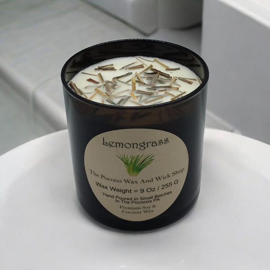 Lemongrass, Scented, Soy Candle, Coconut Candle, 9 Oz, Christmas, Handmade