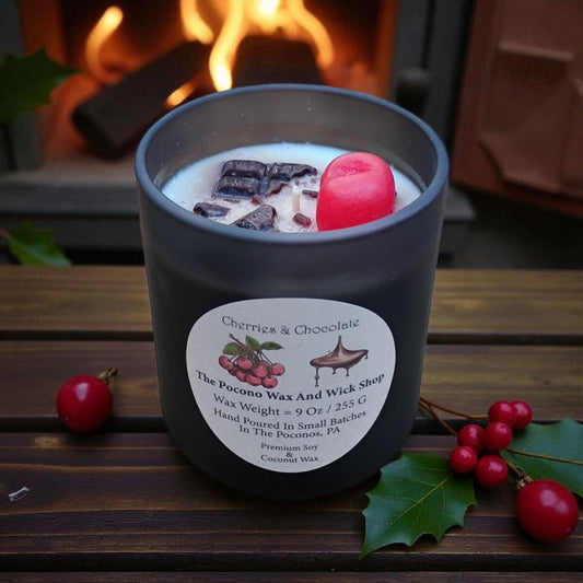 Cherry, Chocolate, Scented, Soy Candle, Coconut Candle, 9 Oz