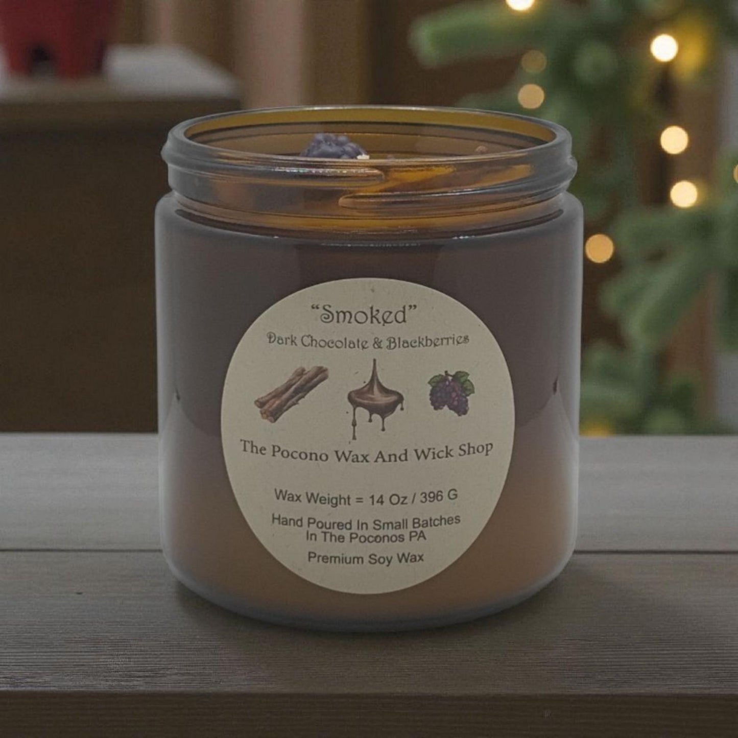 Dark Chocolate, Blackberry, Scented, Smoked, Soy Candle, Coconut Candle, 14 Oz
