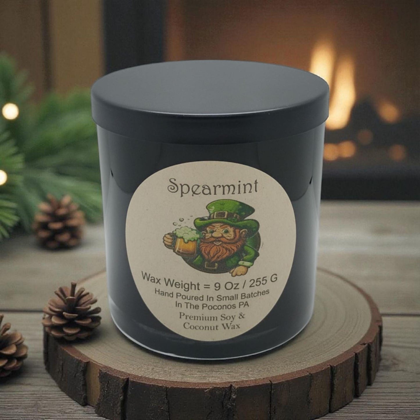 Spearmint, Scented, Soy Candle, Coconut Candle, 9 Oz, Christmas, Handmade