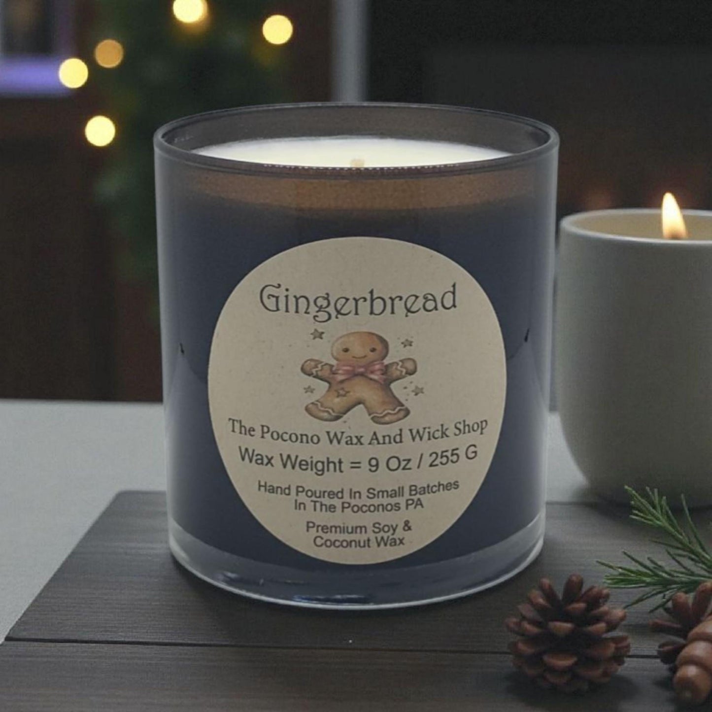 Gingerbread, Christmas Candle, Scented, Soy, Coconut, 9 Oz, Handmade