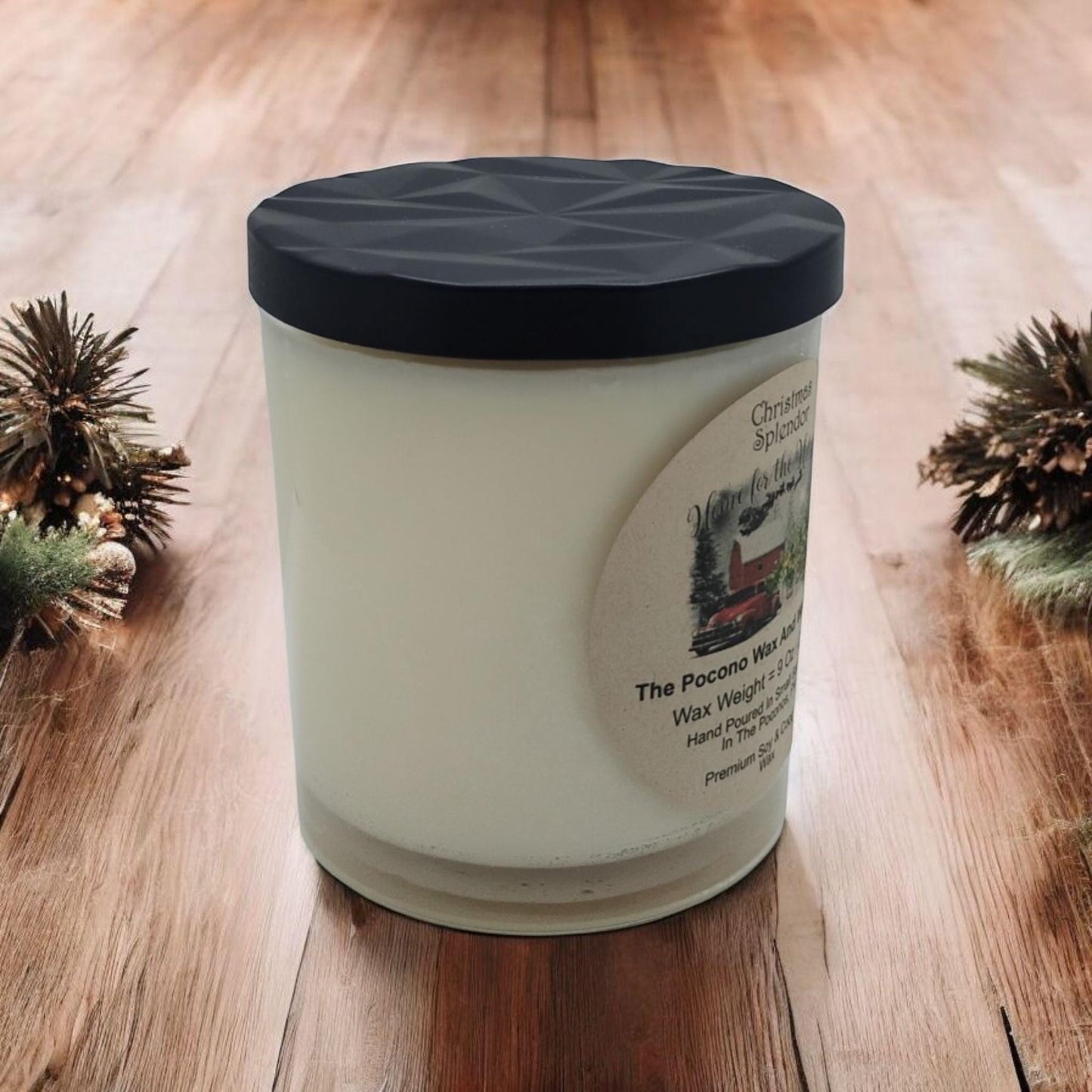 Christmas Splendor, Scented, Candle, Soy Coconut Wax, 9 Oz, Handmade