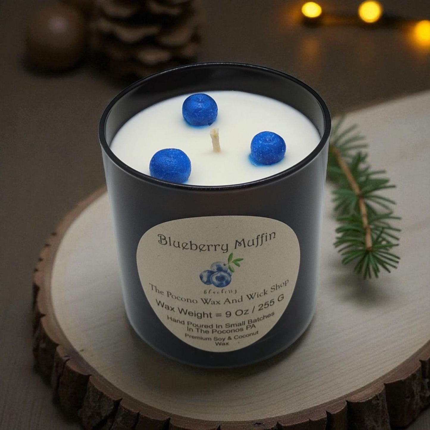Blueberry Muffin, Scented, Soy Candle, Coconut Candle, 9 Oz, Christmas, Handmade