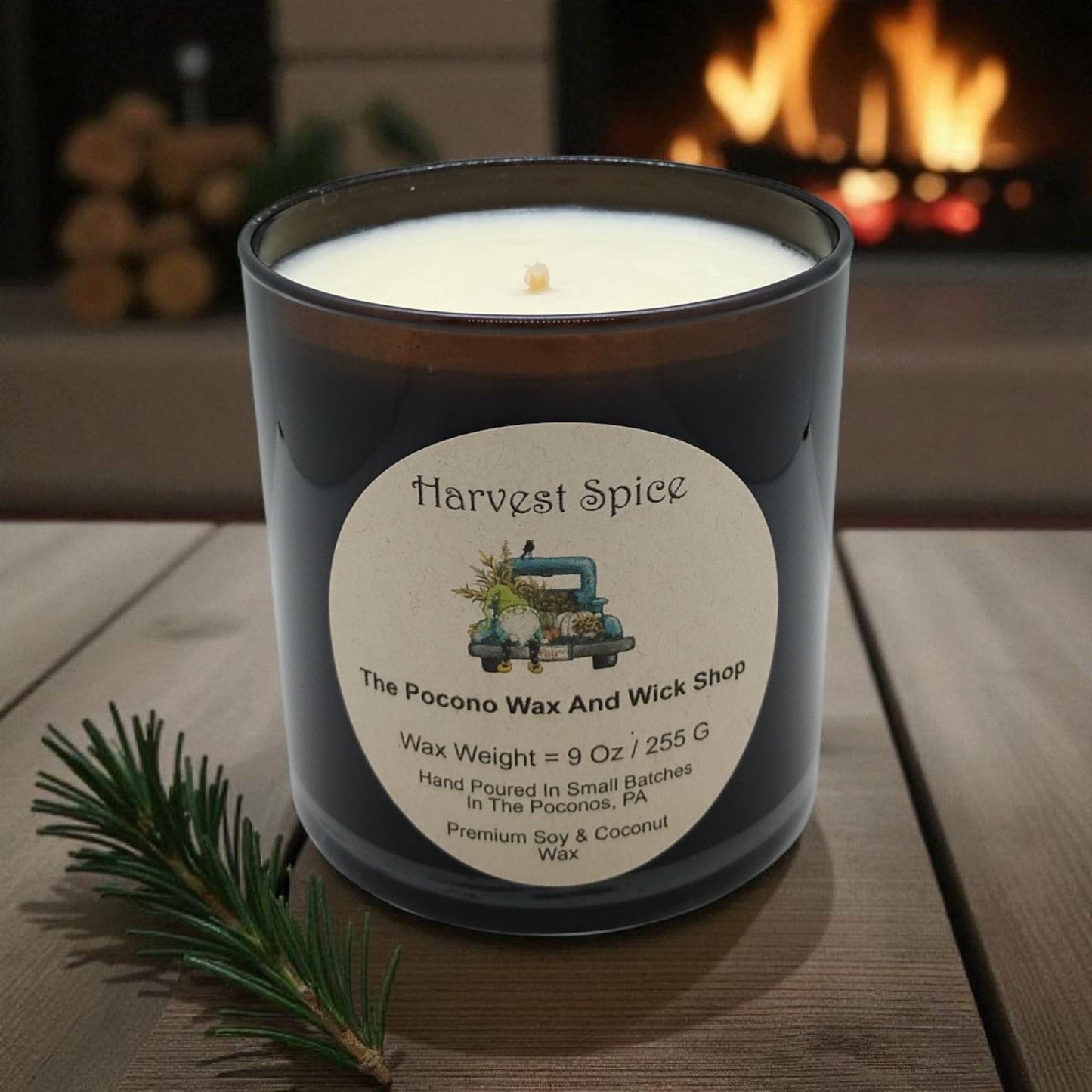 Harvest Spice, Christmas Candle, Scented, Soy, Coconut, 9 Oz, Handmade