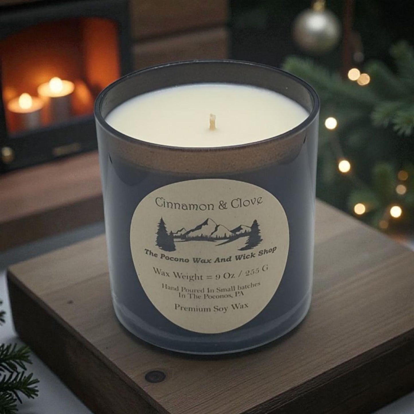 Cinnamon and Clove Scented Candle, Soy, Coconut, 9 Oz, Handmade, Christmas Gift