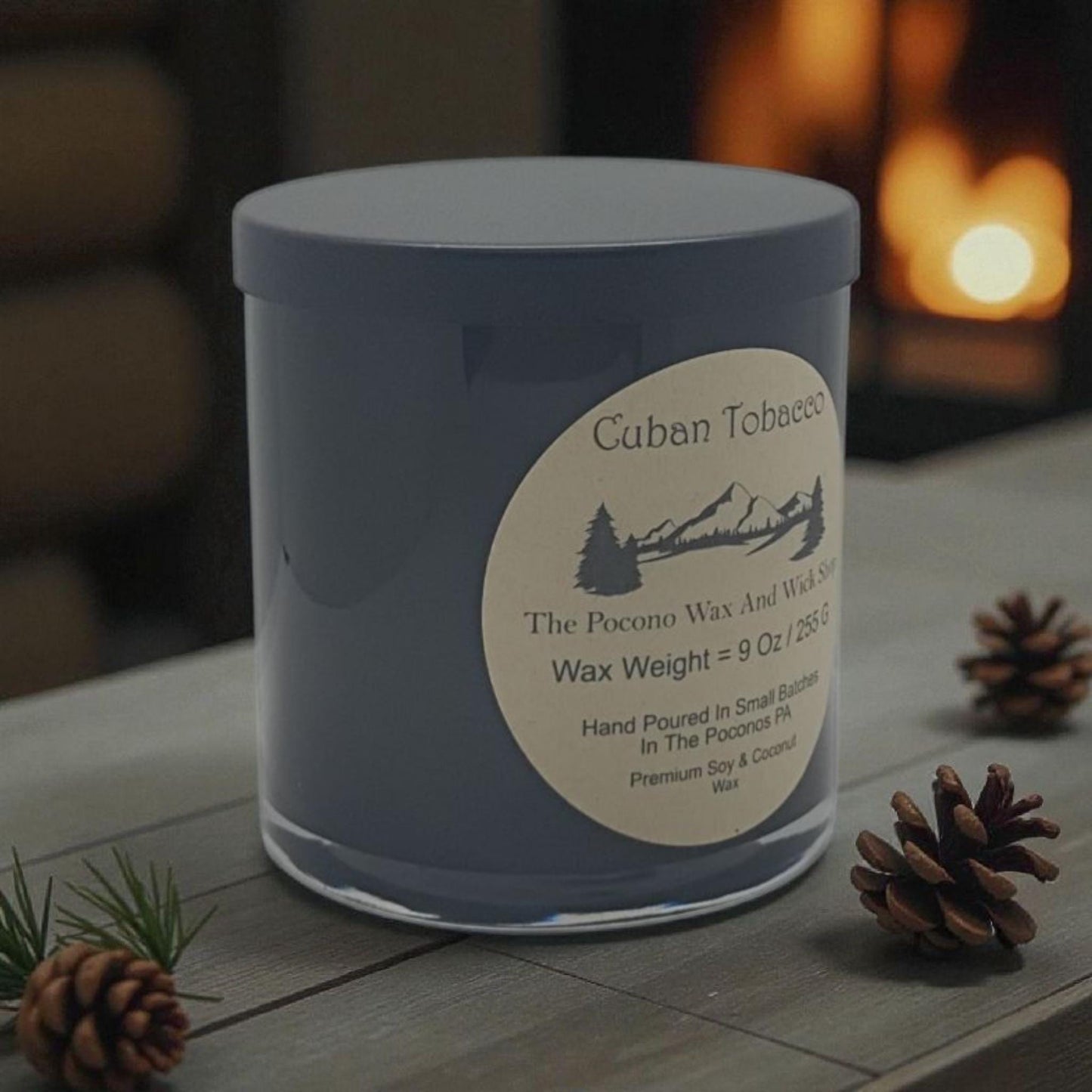 Tobacco Scented Candle, Soy, Coconut, 9 Oz, Handmade, Christmas Gift