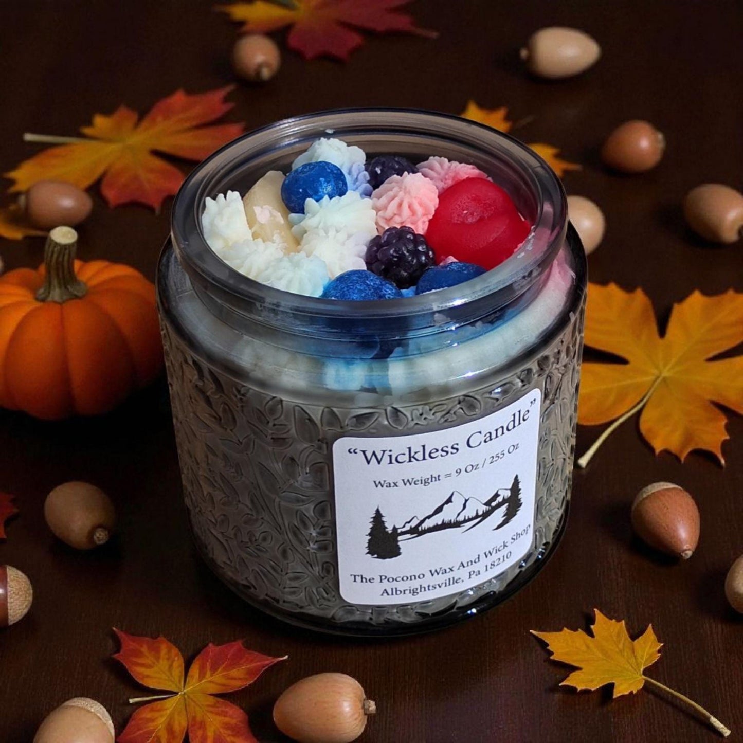 Mixed Fruit Scented Wickless Soy Candle, Coconut Wax, 9 Oz