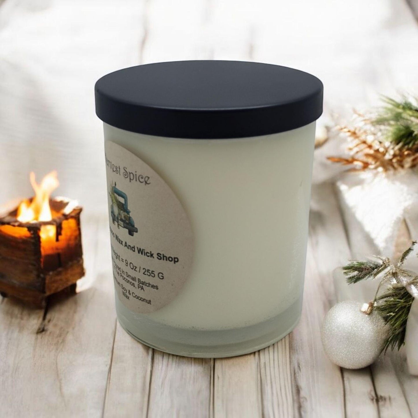 Harvest Spice, Scented, Soy Candle, Coconut Candle, 9 Oz, Christmas, Handmade
