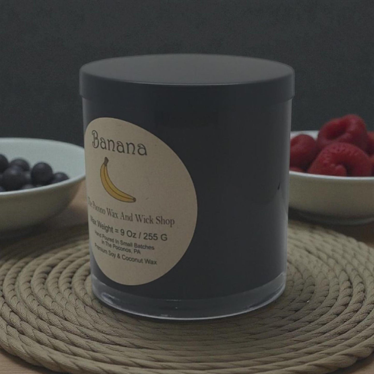 Banana Scented Candle, Soy, Coconut, 9 Oz, Handmade, Christmas Gift