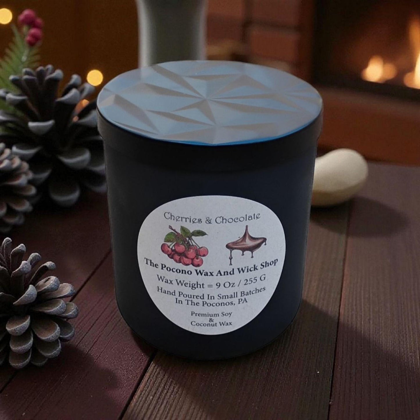 Cherry, Chocolate, Scented, Soy Candle, Coconut Candle, 9 Oz