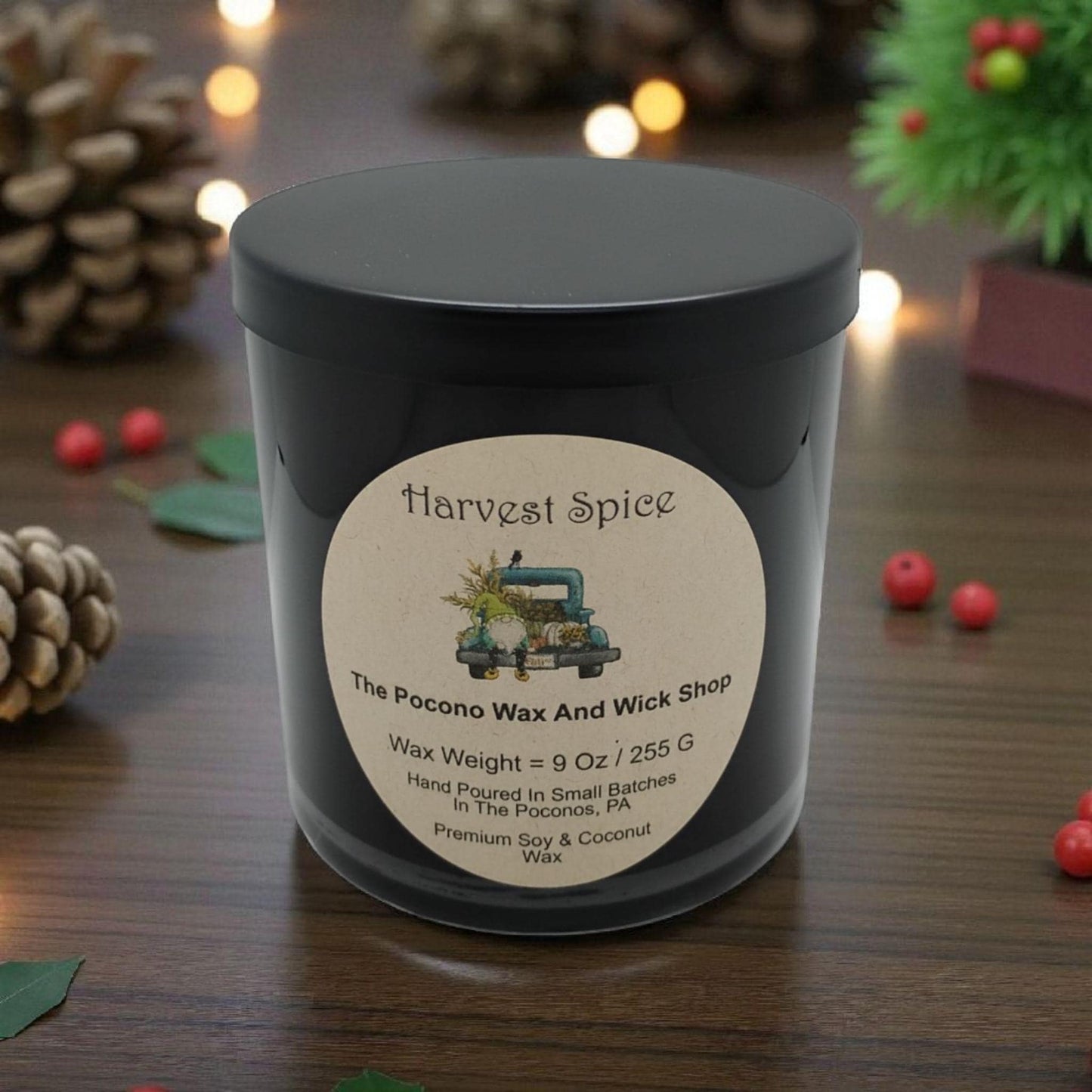 Harvest Spice, Christmas Candle, Scented, Soy, Coconut, 9 Oz, Handmade